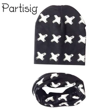 Шапка для маленьких мальчиков, шарф, хлопковая вязаная шапка, шарф, комплект из 2 предметов, зимние детские шапки с принтом, s