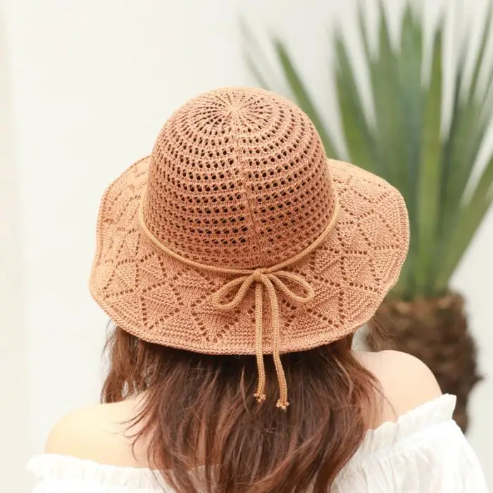 Женская Солнцезащитная шляпа, хлопковая вязаная Складная Мягкая дышащая пляжная шапка для улицы TH36