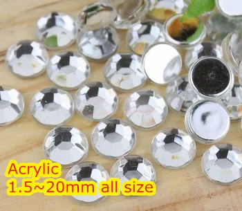 

Wholesale Crystal Clear Color~1.5mm~12mm All Size,Flat Back Round Acrylic rhinestones,Acrylic 3D Nail Art/Garment Rhinestone