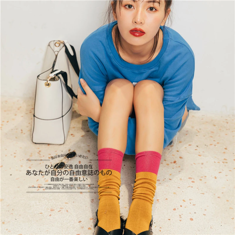 

SP&CITY Striped Patterned Cotton Chic Woman Socks Harajuku Unique Art Funny High Socks Hip Pop Cool Vintage Skateboard Socks