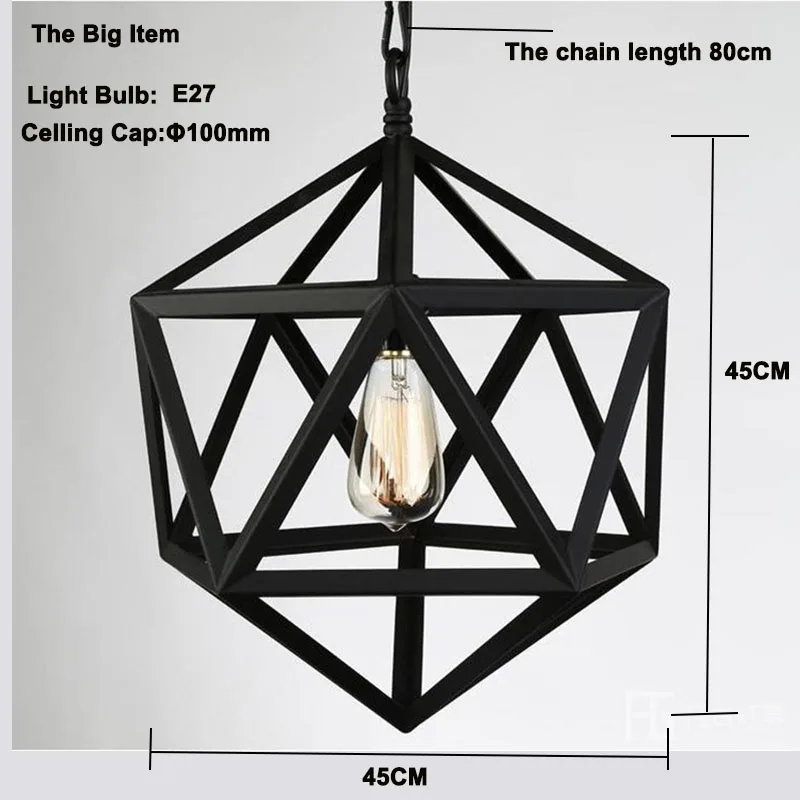 Геометрические тени Лофт RH подвесные светильники лампа винтажное Освещение Железный Абажур для украшения дома кофейная комната Ресторан