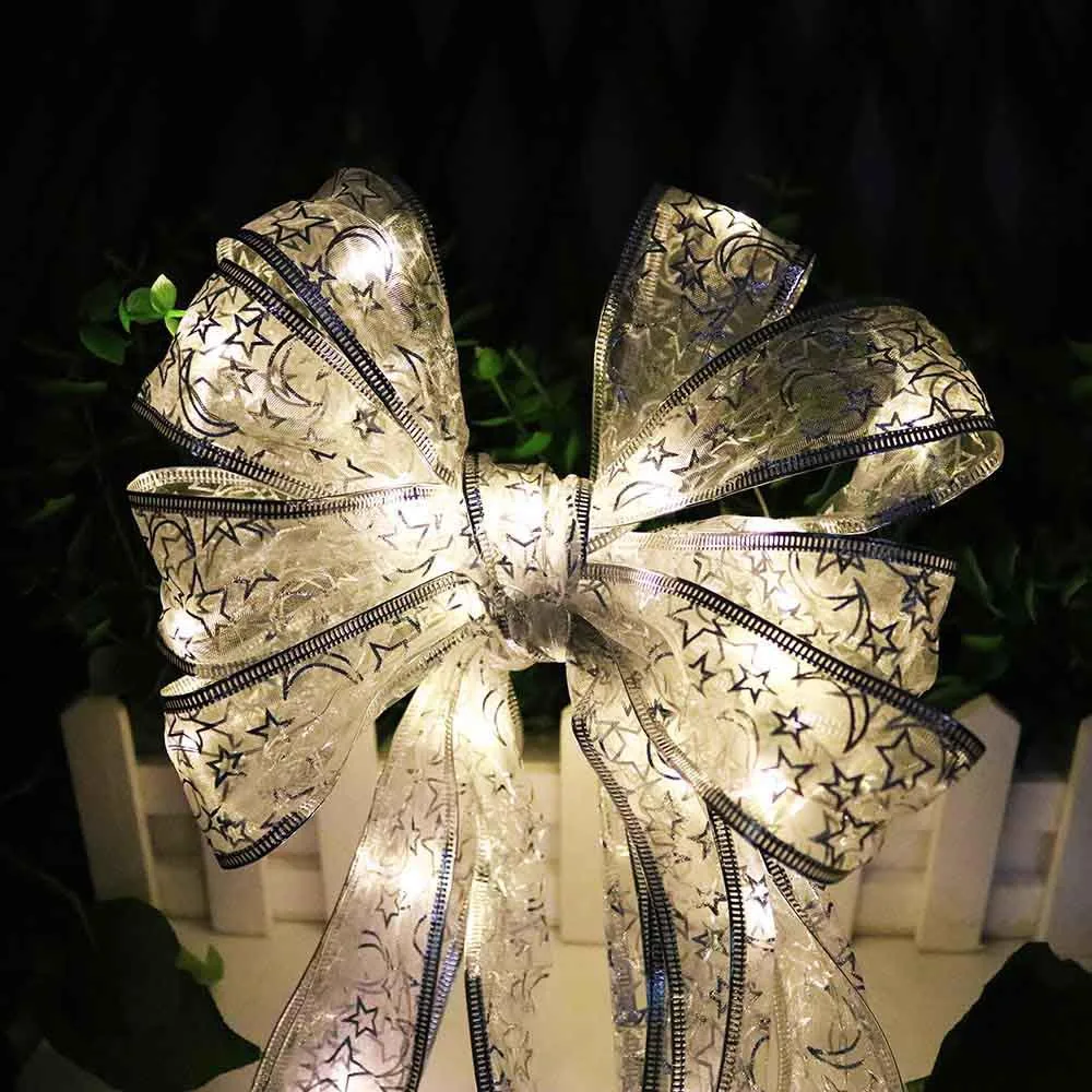 4m40 светодиодный световая лента DIY украшения на подарочную коробку кружевной бант лента для рождественской елки Кондитерская ткань сказочная гирлянда JQ