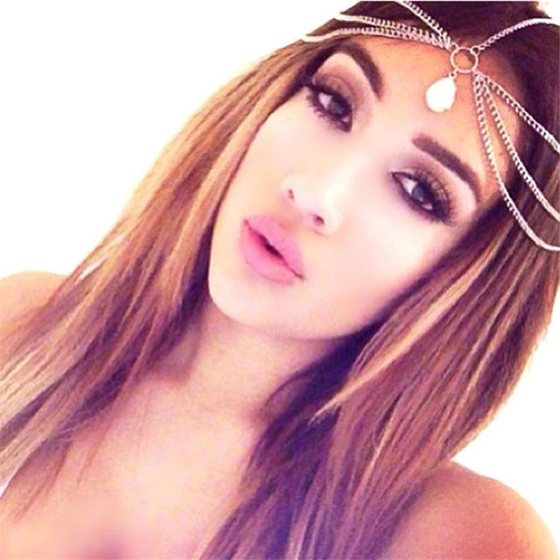 

Bride hair decoration women tassel Headbands Bijouterie for Indian hair Boho Beaded Head piece wedding head chain