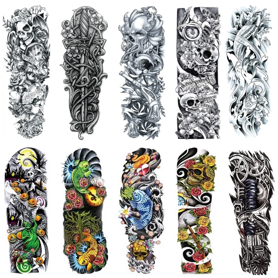 Wholesale Latest waterproof temporary tattoo Big QB Removable Full Arm