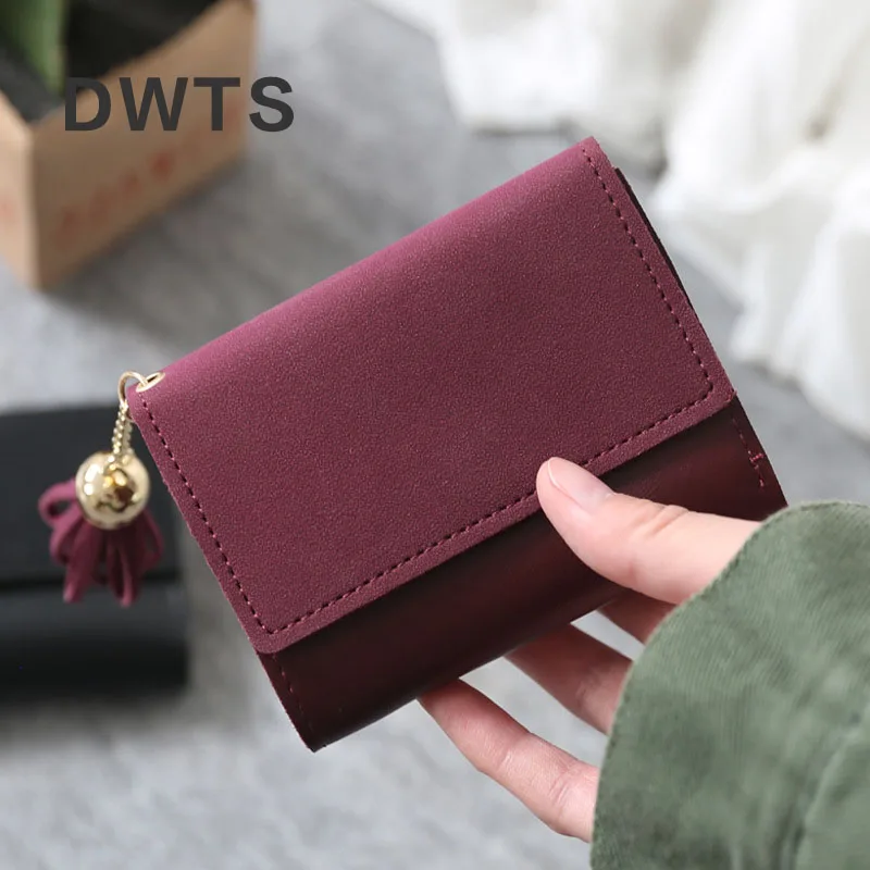 

Wallet Female Fringed Women Wallet Stitching Simple Purse Multi-function Short Buckle Small Wallet Portefeuille Femme
