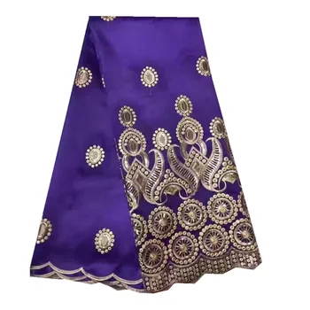 

Indian George Lace Fabric in Purple High Quality Embroidery African George Satin Lace Fabric with sequins For Women zgl71-43