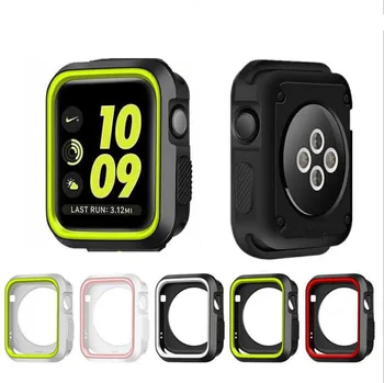 

Silicone TPU Soft Case Full Shell Frame For iwatch Apple Watch Series 1&2&3 38mm 42mm Sport Strap Screen Protector Bumper Cover