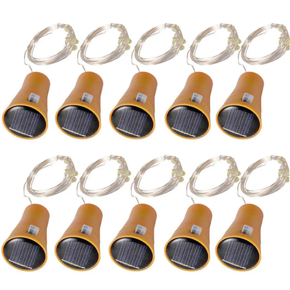 

10pcs 10 Leds Solar powered Wine Bottle Copper String light IP65 Waterproof DIY Indoor/Outdoor decoration for Party,Wedding