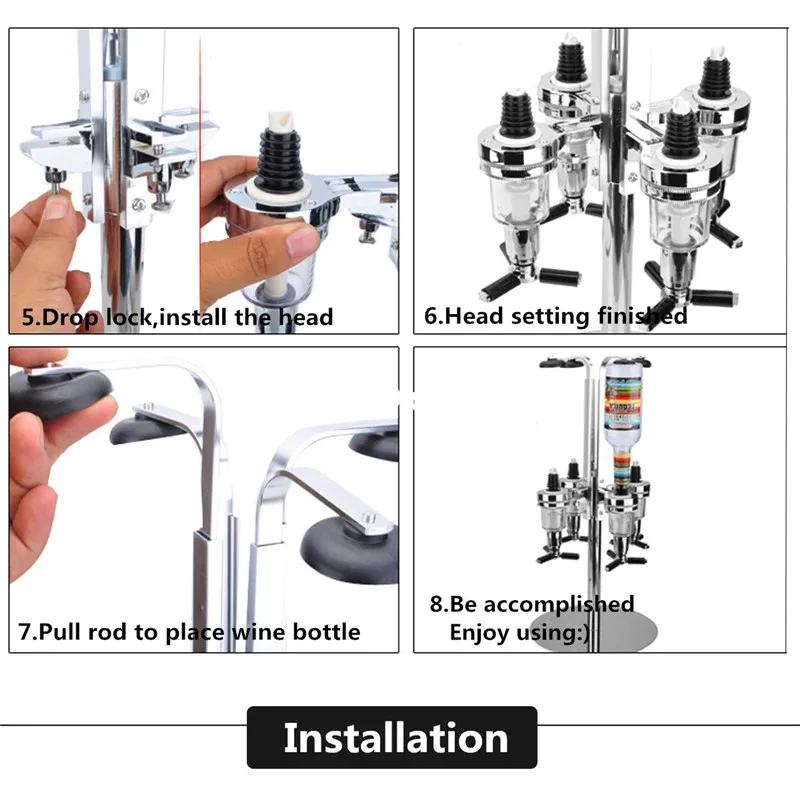 4 головки 6 головок роторная нержавеющая сталь винный сок Коктейльная подставка напитки оптика Диспенсер держатель для бар-дворецкий