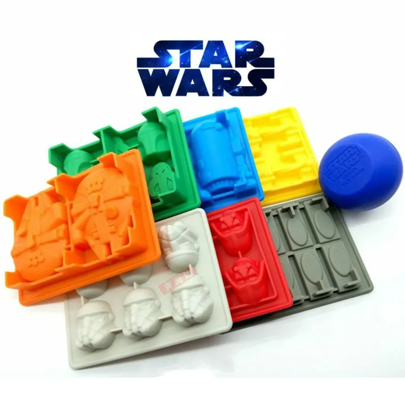 New 8pcs/set Star Wars Ice Tray Silicone interstellar Mold Ice Cube Ice grid robot Cream Makers Chocolate lattice Fondant Mould