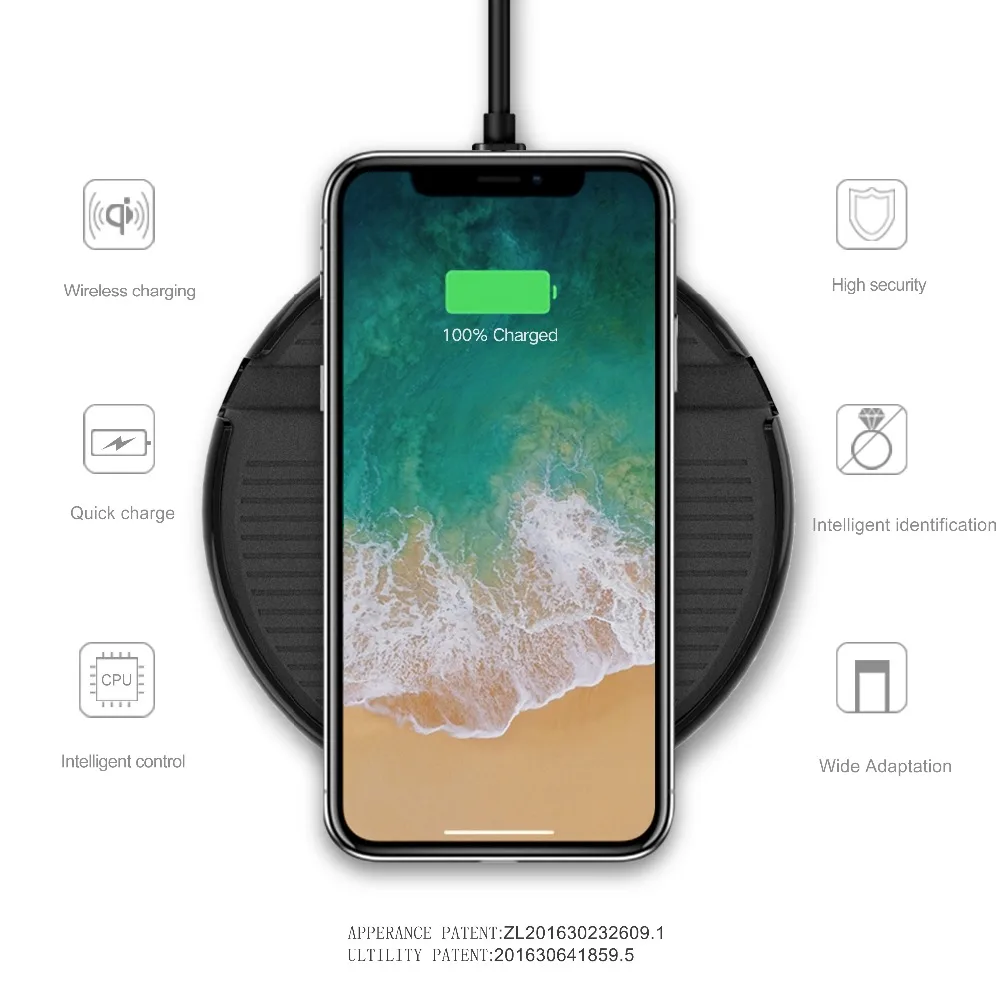 Быстро Беспроводной Зарядное устройство Pad поддерживающими технологию Qi