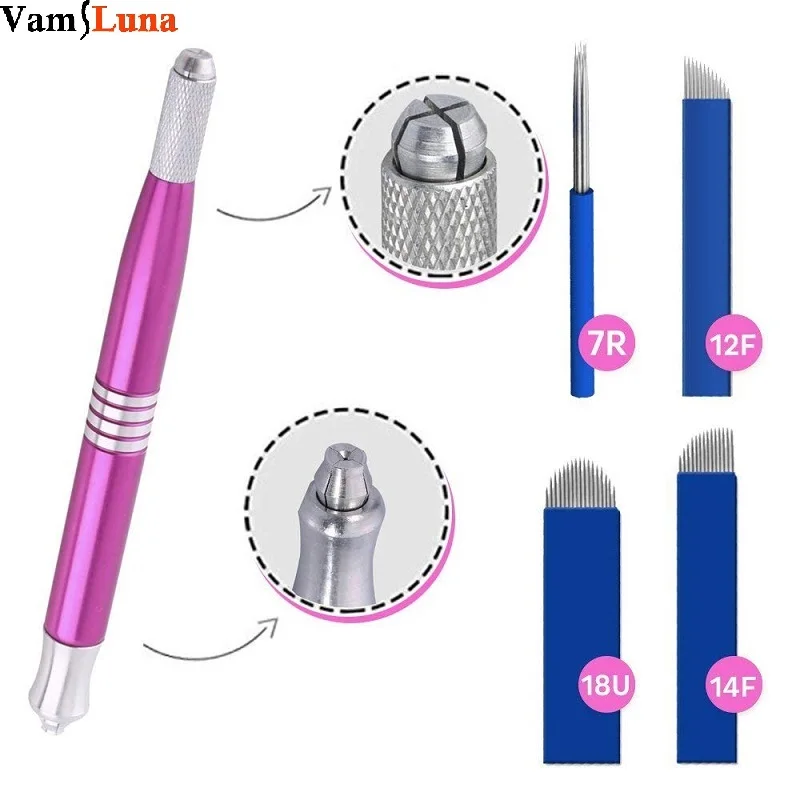 

Microblading Pen Two Sided Manual Tattoo Eyebrow Pen With 4x Needles for Permanent Makeup