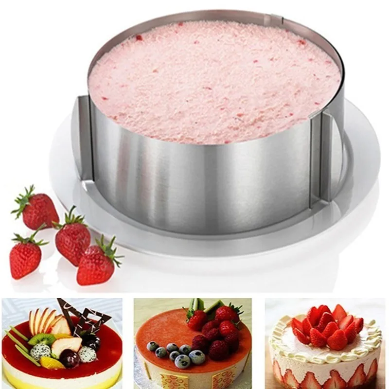 

16-30CM Retractable Stainless Steel Circle Mousse Ring Baking Tool Set Cake Mold Size Adjustable Dessert cake decorating tools