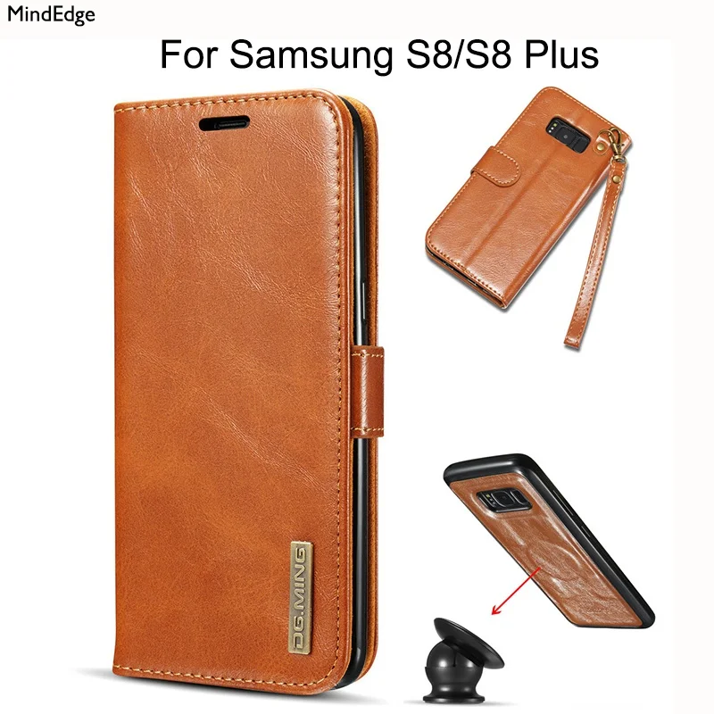 

Geniune Real Leather Detachable Magnetic Back Cover for Samsung Galaxy S8 S8 Plus Case Luxury Stand Card for Samsung S8 Plus