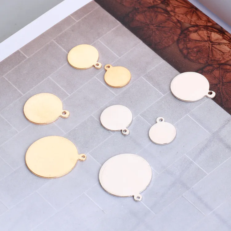 

10PCS/lot 10/12/14/19/22mm KC Gold/White K Copper Charm Pendants Round Brass Material Blank Stamping Tag DIY Jewelry Findings