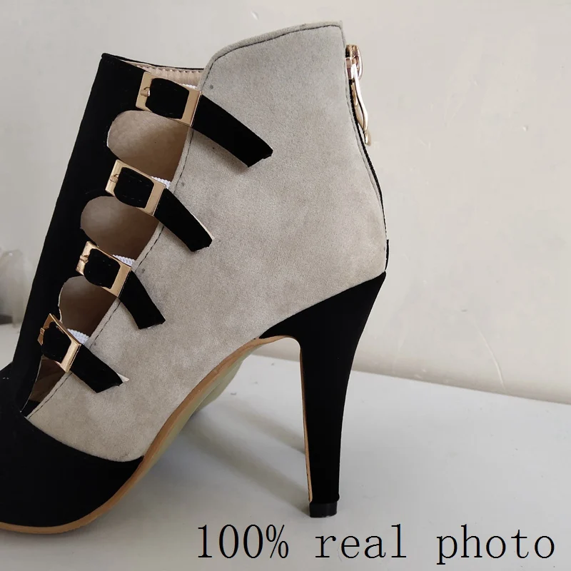 REAVE CAT/Женская обувь Туфли-гладиаторы на высоком каблуке, большие размеры 34-46, летние вечерние туфли-лодочки красные туфли на высоком каблуке с пряжкой обувь на застежке-молнии
