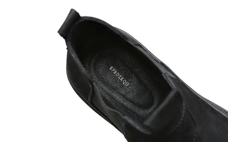 Зимние ботинки челси Harajuku с искусственным мехом; мужская повседневная обувь без застежки; ботинки с высоким берцем; черные кроссовки с натуральным лицевым покрытием