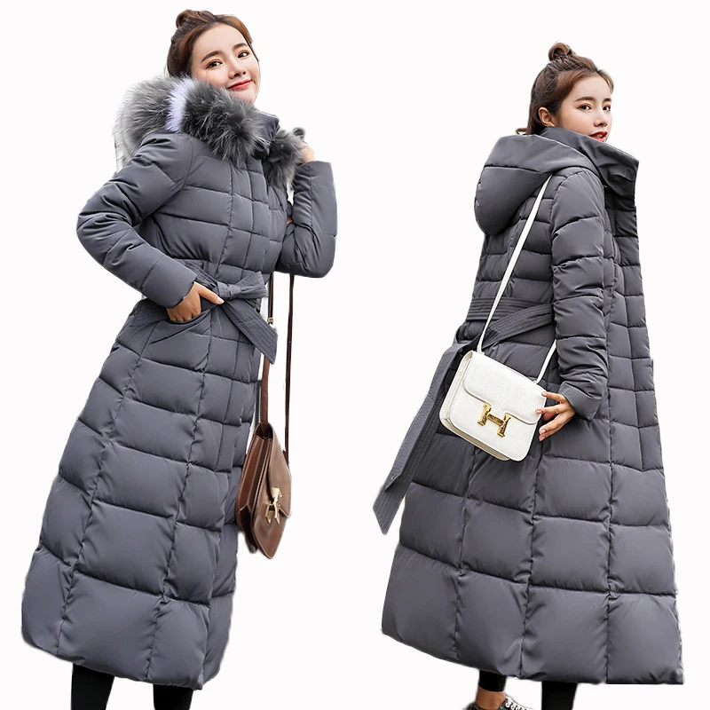 Fashion Winter Women Hooded Down Coat Plus Size 3XL Long Cotton Outwear ...