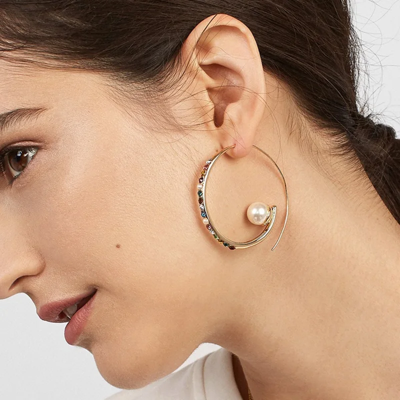 

FASHIONSNOOPS New Design Crystal Vintage Jewelry Simulated Pearl Earrings Brincos Female Accessories