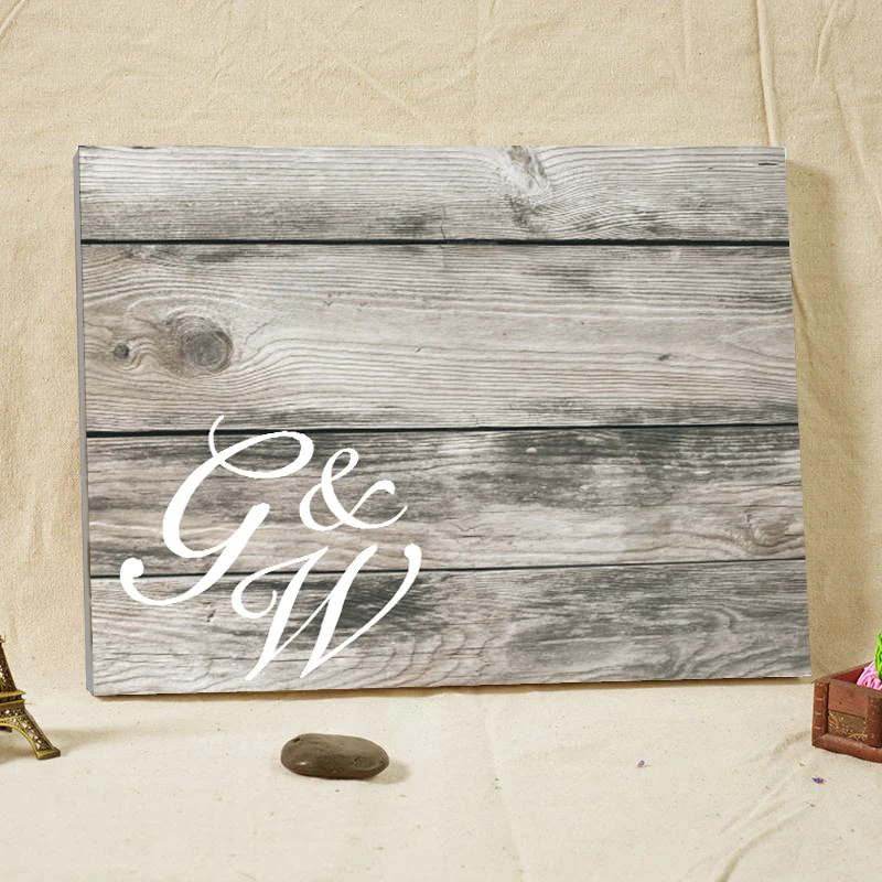 Customized Signature Guestbook Wood Frame Canvas Print for 