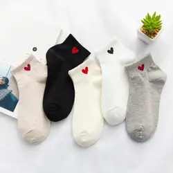 2018 женские хлопковые носки сердце милые простые Нескользящие не показывают женские носки забавный кот скейтборд носок