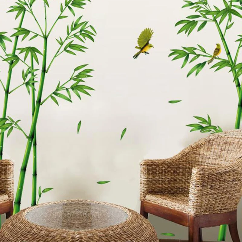 

DIY Tree Home Decor Stickers for Living Room Forest Decoration Depth Wall Sticker Creative Chinese Style Removable Green Bamboo