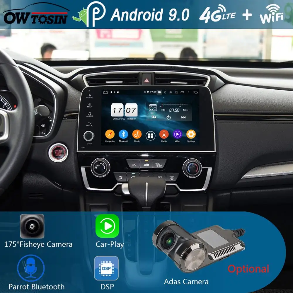 Perfect 9" IPS Android 9.0 Octa 8Core 4GB RAM+64GB ROM Car DVD Radio Player GPS For HONDA CRV CR-V 2017 DSP CarPlay Parrot BT Stereo 2