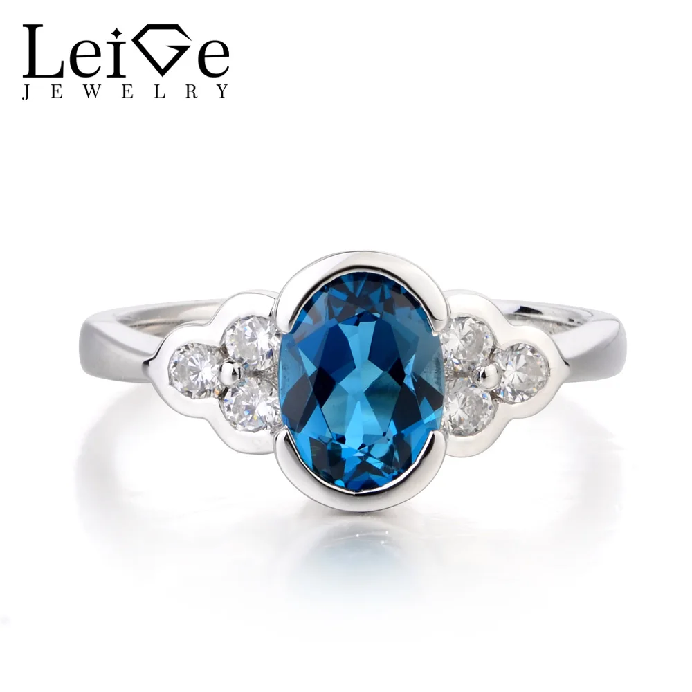 Leige Jewelry Promise Ring London Blue Topaz Silver Ring November