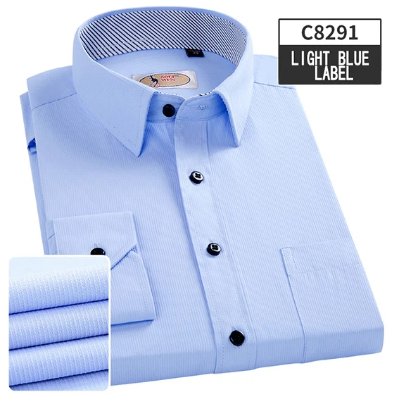 AOLIWEN2018, брендовая мужская блузка, рубашка из плотной ткани, саржевая полосатая рубашка с длинным рукавом, модная рубашка, мужская летняя FashionM-5XL - Цвет: C8291