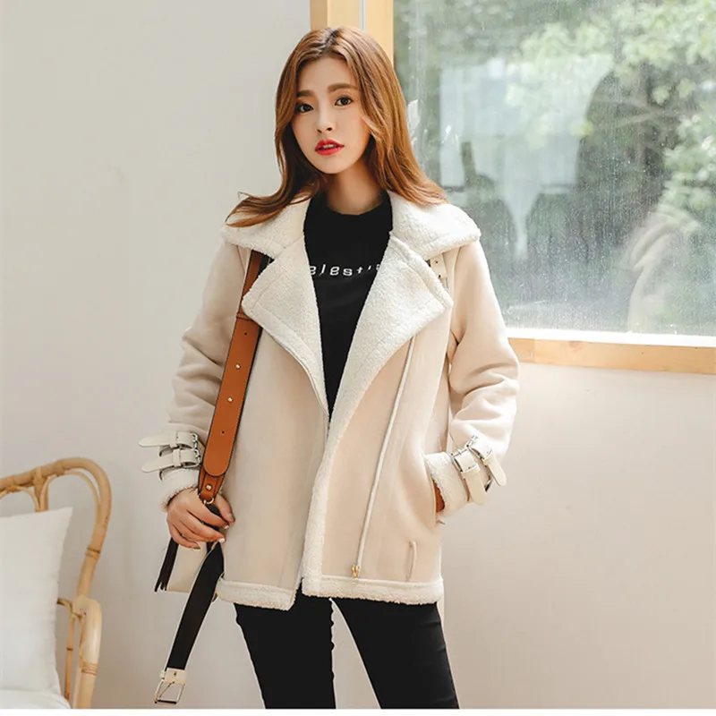 De Veste Suede Hiver Locomotive Femmes Parka Agneau 2018 Femelle Fourrure Manteau New Manteaux Chaud Hanzangl Abricot 1 Épais Coton noir 2 5wqZYz88