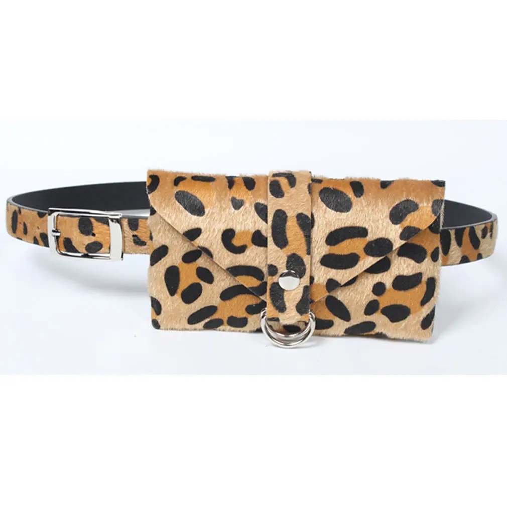 

Women Fashion Leopard Pattern Mini Waist Fanny Pack Lady Girls Portable Faux Leather Hasp Small Belt Bag