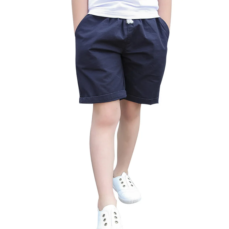 

Famli 4Y-14Y Kids Beach Shorts Children Drawstring Cotton Pants Boys Casual Solid Straight Bottom Trousers 6 8 10 12 14