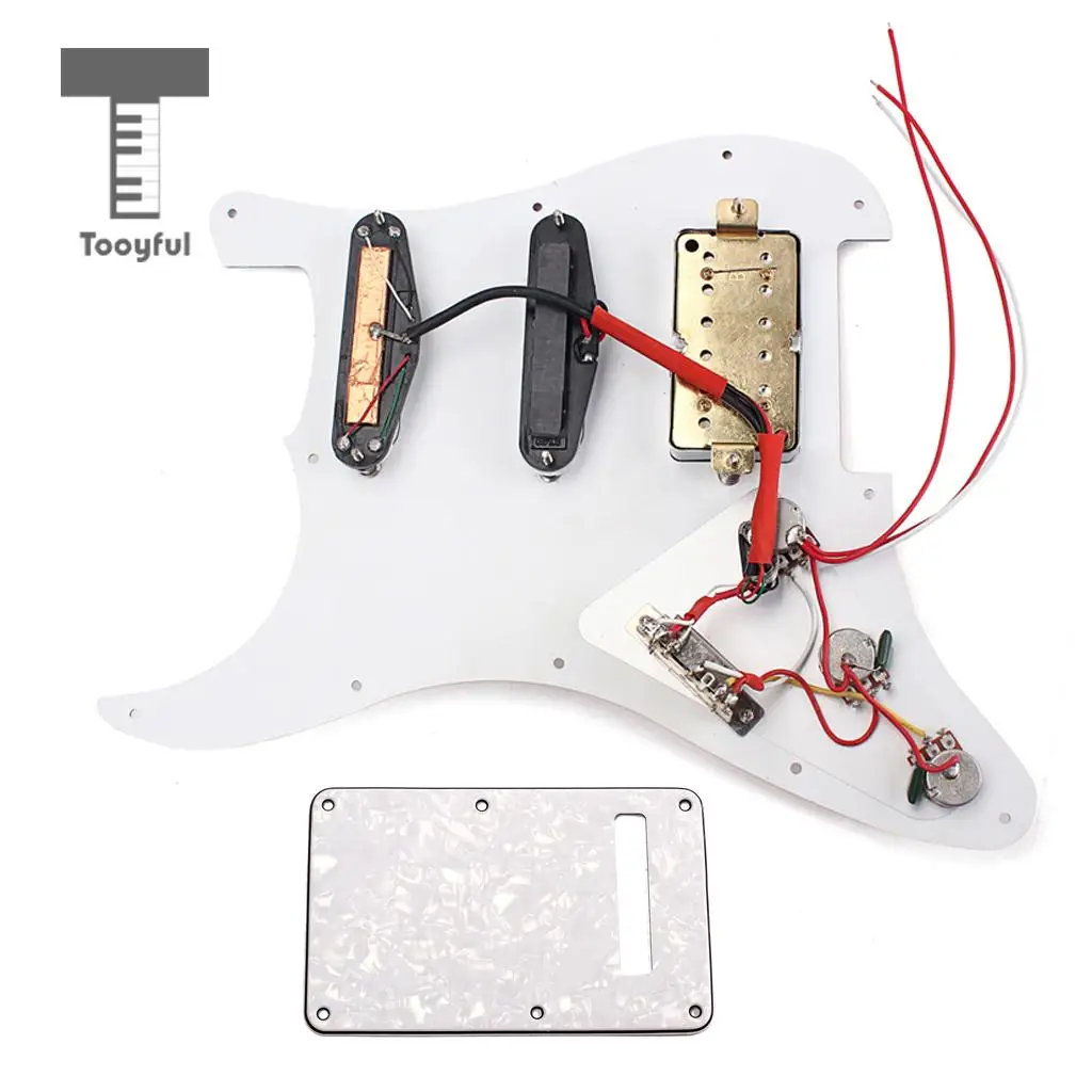 Tooyful 3ply Loaded Prewired Pickguard SSH Pickup with Back Plate for ST Electric Guitar Parts