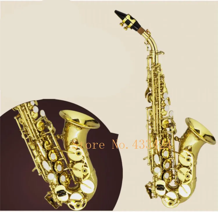 Henlucky HY 398WG Bb Soprano Bend Saxophone curved bell B Flat Saxe