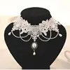 Imitation Pearl White Black Lace Choker Necklaces Bridal Jewelry Women Wedding tattoo Tassel Punk Style Lace Pendant ► Photo 1/2