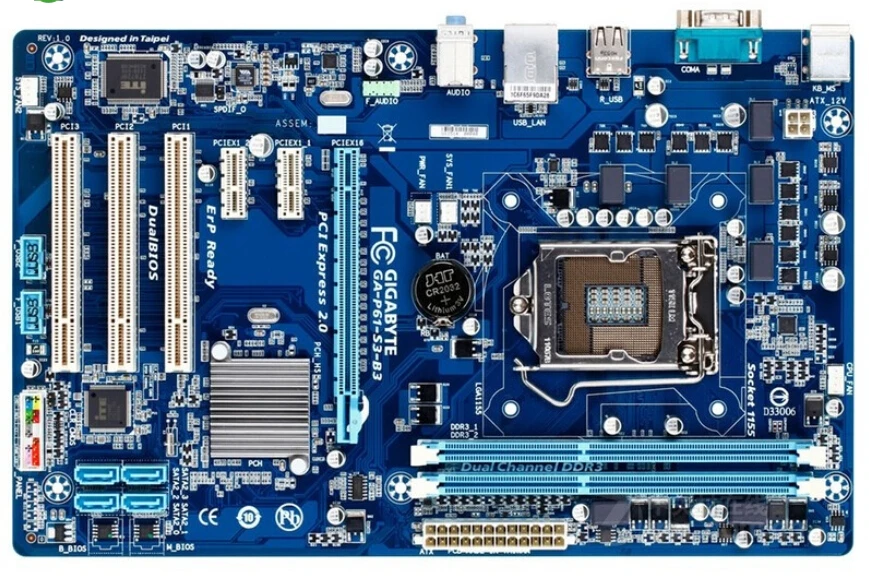 

original motherboard for Gigabyte GA-P61-S3-B3 boards 1155 DDR3 P61-S3-B3 mainboard 16GB H61 Desktop motherboard Free shipping