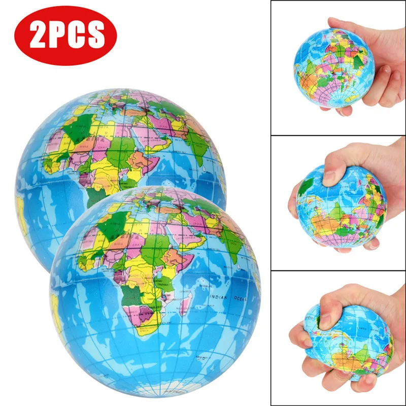 

2PCS Stress Relief World Map Jumbo Ball Atlas Globe Palm Ball Planet Earth Ball Stress Relief Slow Rising Squishies Toys
