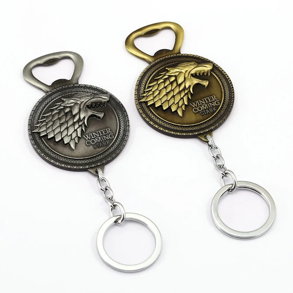 

Game of Throne Keychain Bottle opener Key Chain House Stark Key Ring Holder Pendant Chaveiro Jewelry Souvenir
