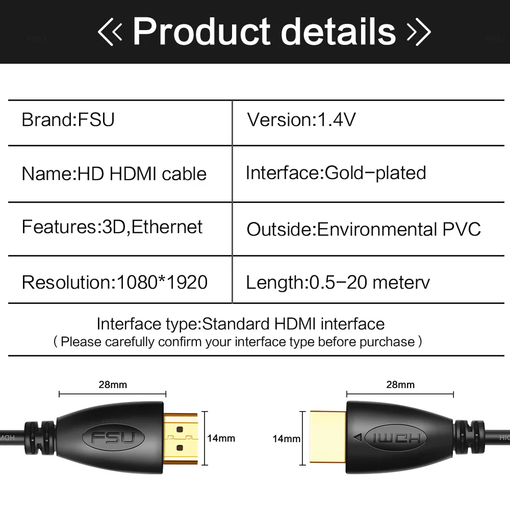 1,4 в HDMI кабель видео кабели позолоченный штекер 1080p 3D высокое разрешение папа-папа для HD tv PS3/4 проектор HD lcd Apple tv PC