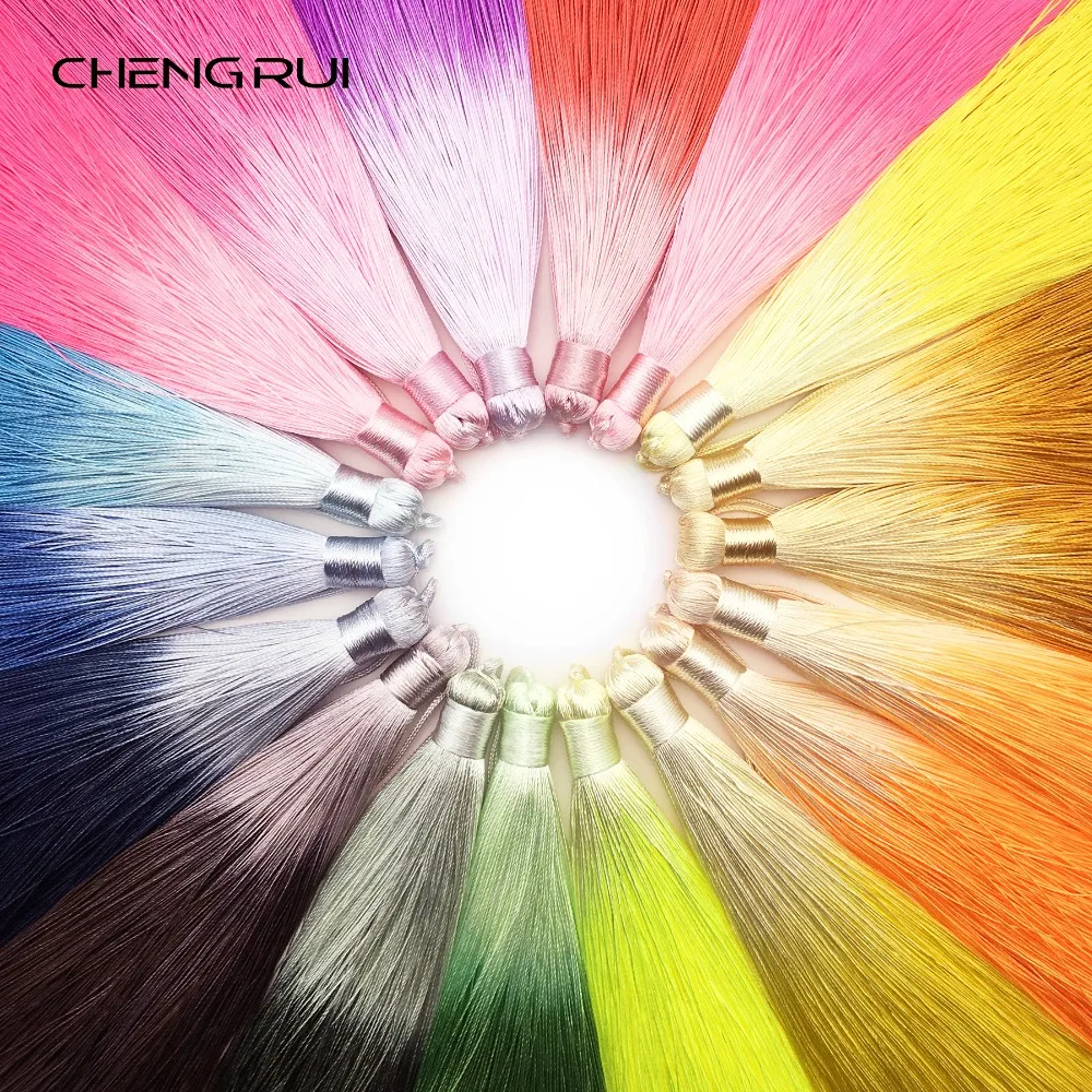 cheap CHENGRUI L165,13cm,silk tassel,craft tassel,gradient color tassel,fringe for curtain,fringe curtain,household items,diy,2pcs bag