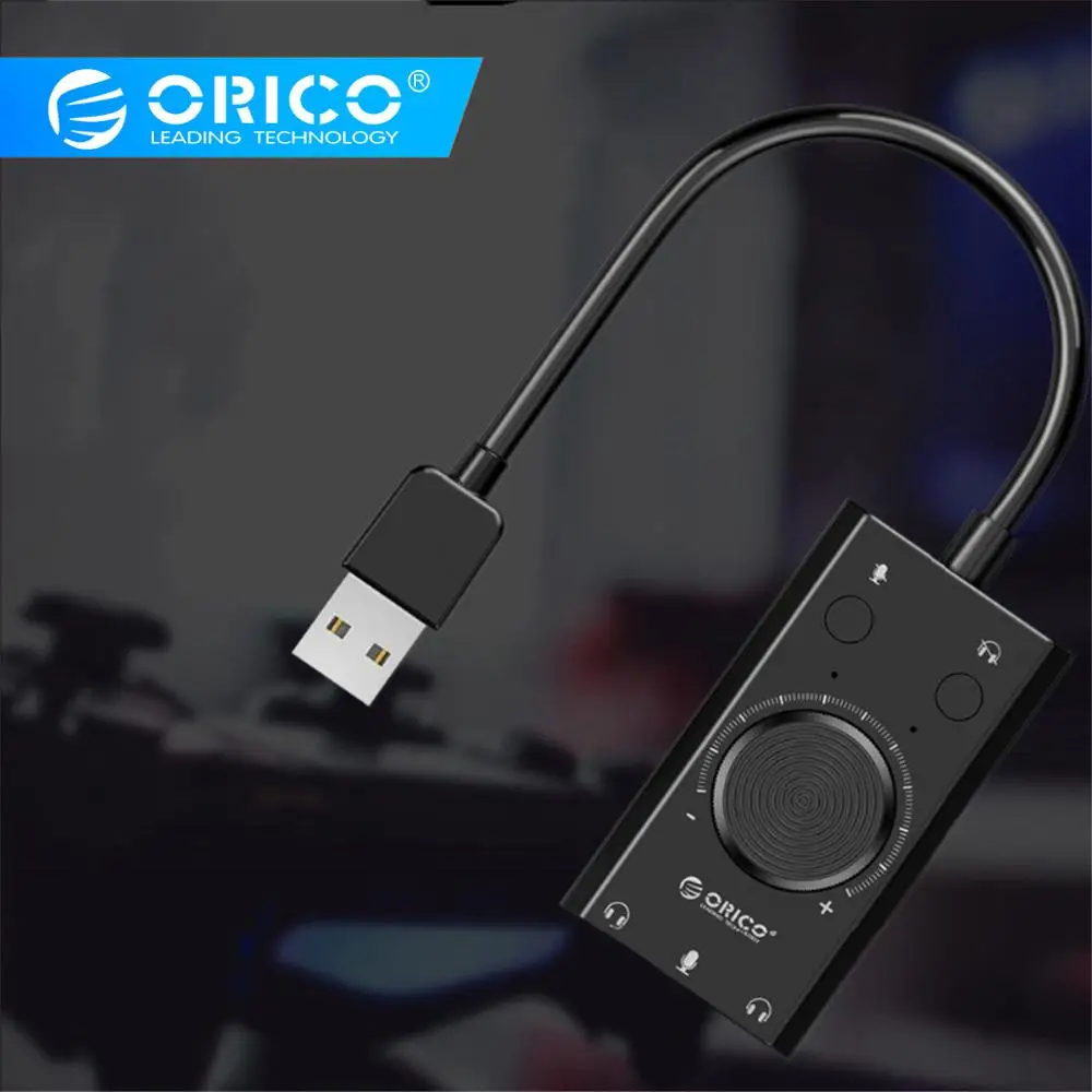 ORICO Портативный USB внешняя звуковая карта с 3,5 мм аудио интерфейс микрофон наушники 4PIN гарнитура порт адаптер для Windows Mac