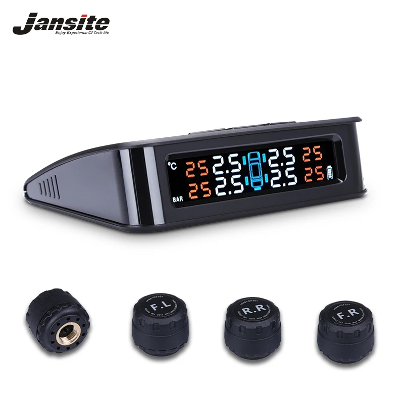 

Jansite Car TPMS Tire Pressure Monitoring System Solar Power charging Wireless External or Internal Sensors Tire Press Indicator