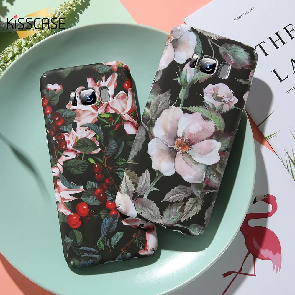 

KISSCASE leaves Flower Case For Samsung Galaxy S8 S9 Plus Note 8 9 S7 Edge A5 A7 2017 2018 J3 J5 J7 J4 J6 A3 A8 A9 Hard PC Cover