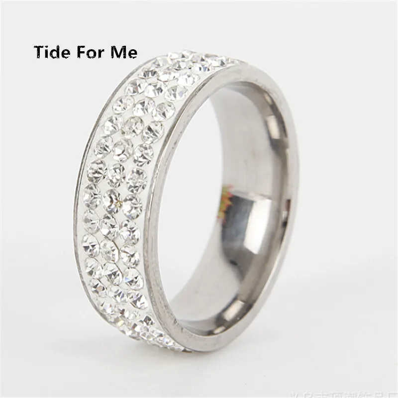 

2017 new trendy white ceramic crystal stone wedding rings women stainless steel ring jewelry gold for women high quality rings