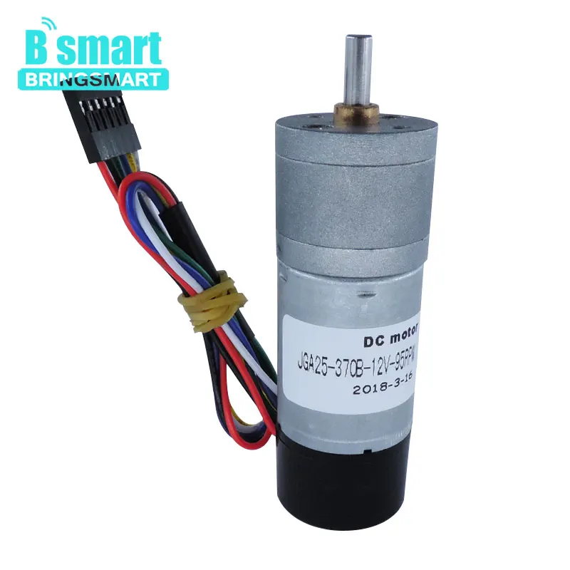 

Bringsmart 12V Encoder Motor DC Enginee Gearbox Motors Low Speed Brush Mini Electric Motor Enclosed For DIY Parts JGA25-370GB