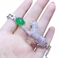 Цепь из халцедона браслет натуральный халцедон серебро 925 пробы для мужчин или женщин леопардовый Стиль 1.5ct драгоценный камень# BL16030115