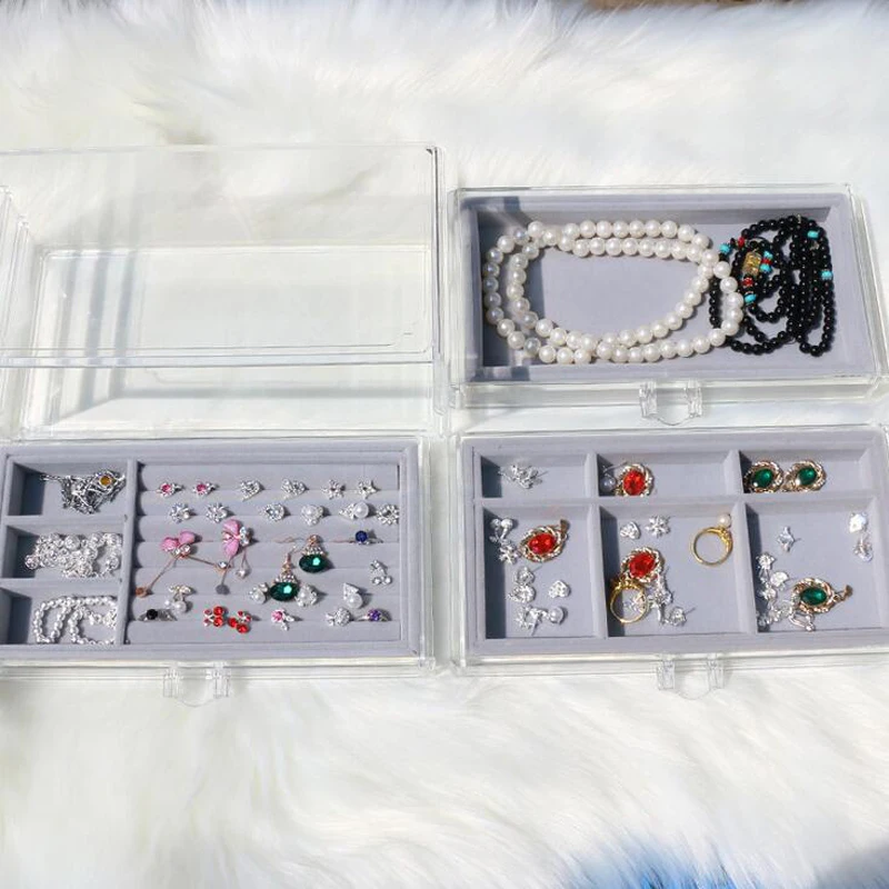  High Level Velvet Jewelry Display Tray Bracelet Holder Necklace Ring Earring Box Jade Pendant Stand