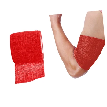 

2Pcs Disposable 5cm Wide Cohesive Tattoo Grip Cover Wrap, Self Grip Roll Elastic Bandage Handle Grip Tube Tape - Red