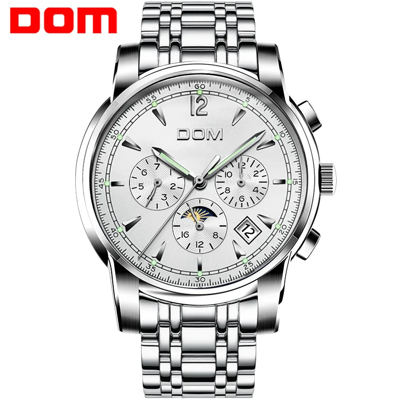 

mens watches business Multifunction Mechanical automatic man DOM luxury brand wristwatches waterproof moon phase calendar clocks