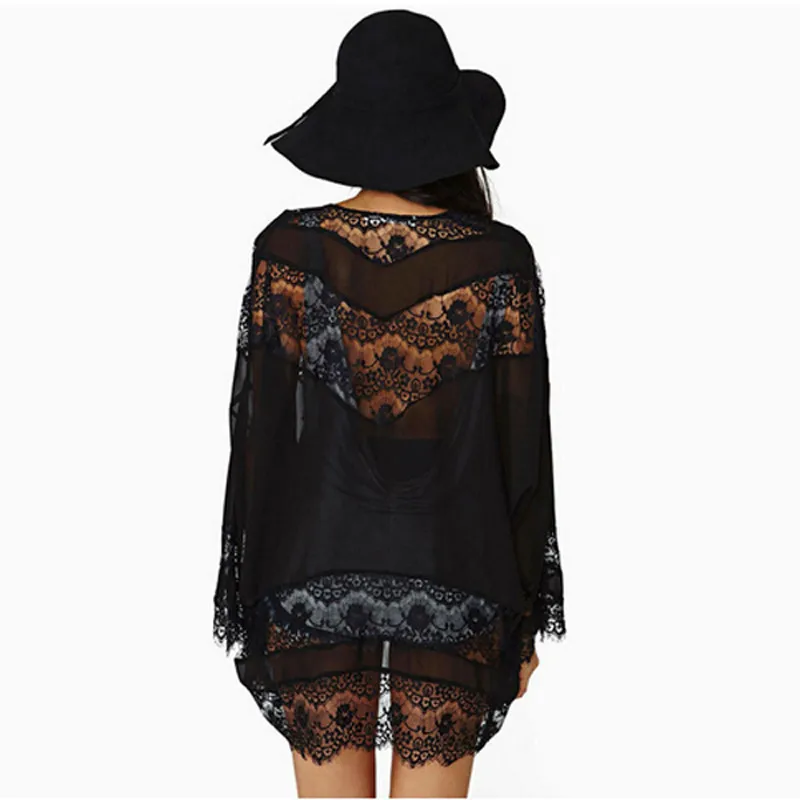 ZANZEA Summer Beach Cover-up 2019 Women Kimono Cardigan Lace Crochet Chiffon Loose Outwear Vintage Blouse Tops Plus Size